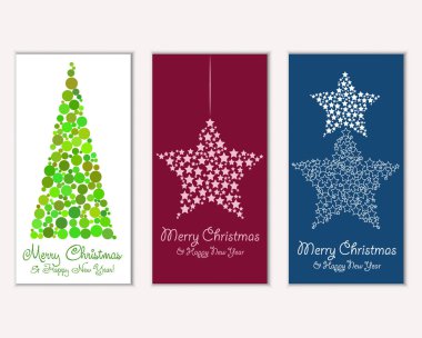 Mutlu Noeller ve mutlu yeni yıl tebrik kartları. Vektör çizim   