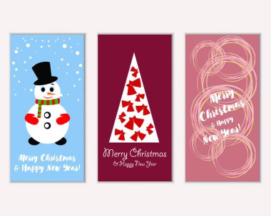 vektör çizim kış tatil tebrik kartları