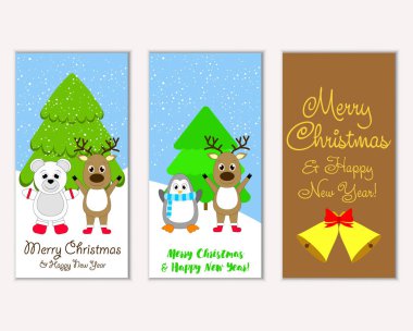 vektör çizim kış tatil tebrik kartları