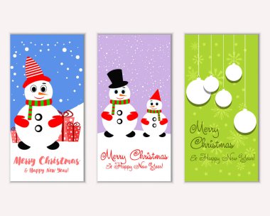 mutlu Noeller ve mutlu yeni yıl tebrik kartları vektör çizim