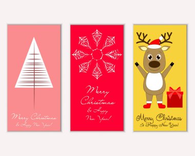 mutlu Noeller ve mutlu yeni yıl tebrik kartları vektör çizim   