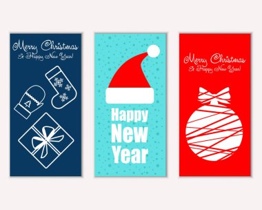 mutlu Noeller ve mutlu yeni yıl tebrik kartları vektör çizim