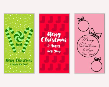 mutlu Noeller ve mutlu yeni yıl tebrik kartları vektör çizim