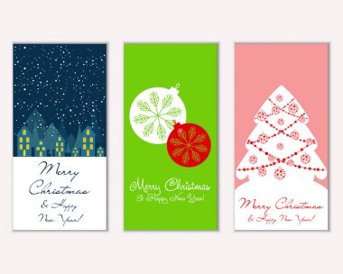 vektör çizim kış tatil tebrik kartları