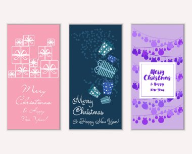 Renkli Noel kartları ile yeni yıl süslemeleri, illüstrasyon vektör