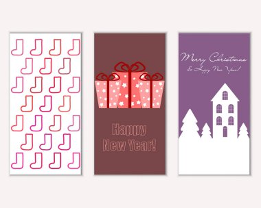 mutlu Noeller ve mutlu yeni yıl tebrik kartları vektör çizim     