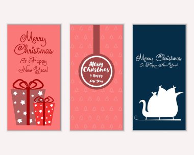 mutlu Noeller ve mutlu yeni yıl tebrik kartları vektör çizim