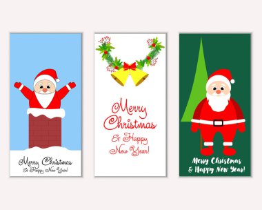 mutlu Noeller ve mutlu yeni yıl tebrik kartları vektör çizim