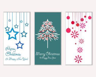 mutlu Noeller ve mutlu yeni yıl tebrik kartları vektör çizim