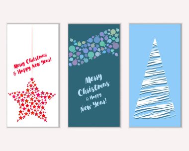 vektör çizim kış tatil tebrik kartları