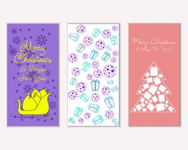 vektör çizim kış tatil tebrik kartları