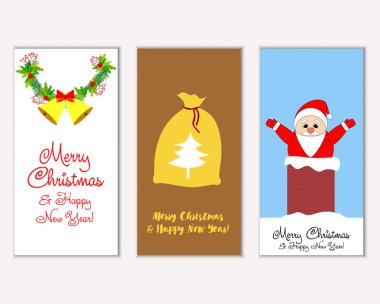 mutlu Noeller ve mutlu yeni yıl tebrik kartları vektör çizim