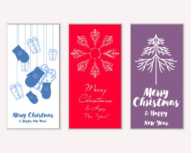 mutlu Noeller ve mutlu yeni yıl tebrik kartları vektör çizim   