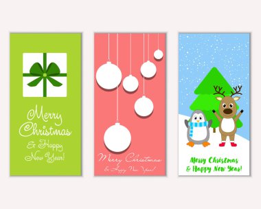 vektör çizim kış tatil tebrik kartları