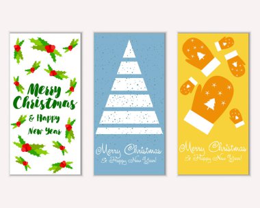 mutlu Noeller ve mutlu yeni yıl tebrik kartları vektör çizim       