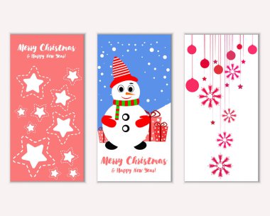 mutlu Noeller ve mutlu yeni yıl tebrik kartları vektör çizim