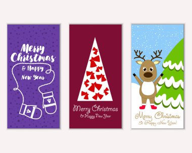 vektör çizim kış tatil tebrik kartları