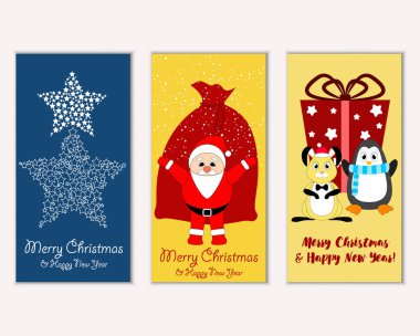 vektör çizim kış tatil tebrik kartları