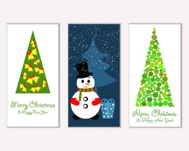 Mutlu Noeller ve mutlu yeni yıl tebrik kartları. Vektör çizim   