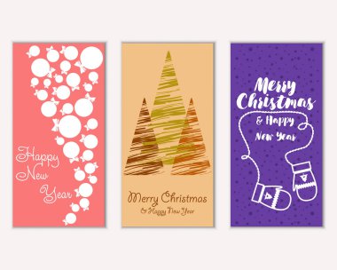 vektör çizim kış tatil tebrik kartları