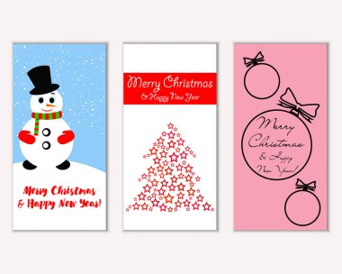 mutlu Noeller ve mutlu yeni yıl tebrik kartları vektör çizim