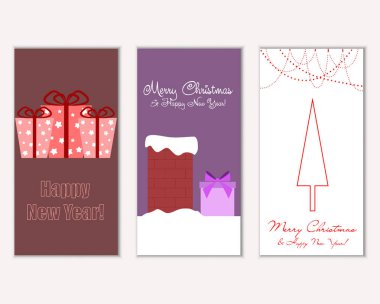 vektör çizim kış tatil tebrik kartları