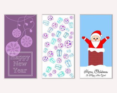 vektör çizim kış tatil tebrik kartları