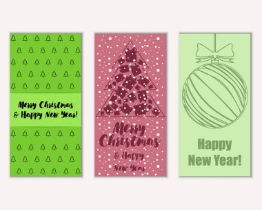 Renkli Noel kartları ile yeni yıl süslemeleri, illüstrasyon vektör