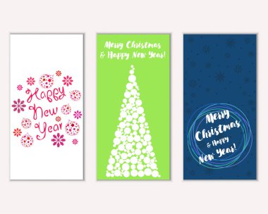 Renkli Noel kartları ile yeni yıl süslemeleri, illüstrasyon vektör