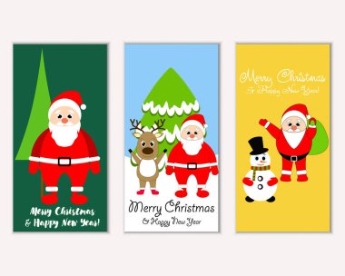 mutlu Noeller ve mutlu yeni yıl tebrik kartları vektör çizim       
