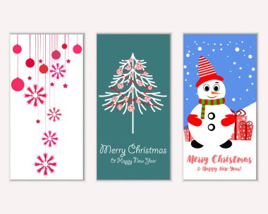 mutlu Noeller ve mutlu yeni yıl tebrik kartları vektör çizim