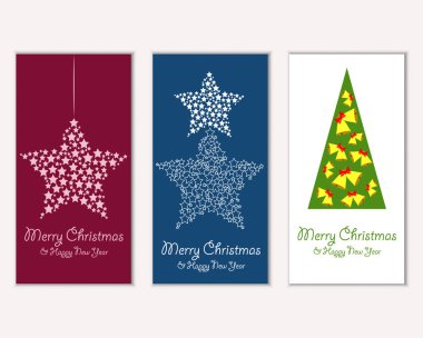 Mutlu Noeller ve mutlu yeni yıl tebrik kartları. Vektör çizim   