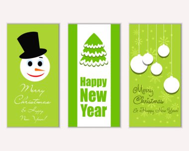 mutlu Noeller ve mutlu yeni yıl tebrik kartları vektör çizim       
