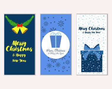mutlu Noeller ve mutlu yeni yıl tebrik kartları vektör çizim      