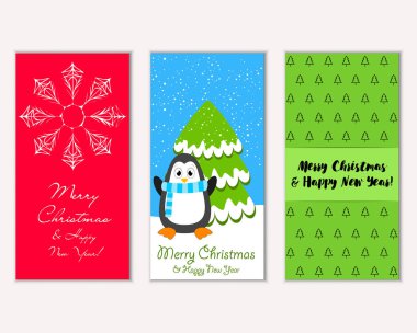 Mutlu Noeller ve mutlu yeni yıl tebrik kartları. Vektör çizim 