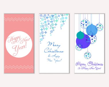 Renkli Noel kartları ile yeni yıl süslemeleri, illüstrasyon vektör