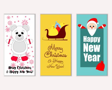 vektör çizim kış tatil tebrik kartları