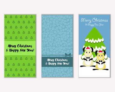 Renkli Noel kartları ile yeni yıl süslemeleri, illüstrasyon vektör