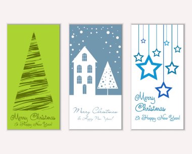 mutlu Noeller ve mutlu yeni yıl tebrik kartları vektör çizim     