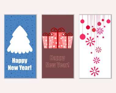 mutlu Noeller ve mutlu yeni yıl tebrik kartları vektör çizim      