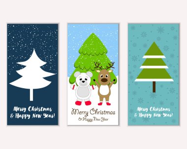 vektör çizim kış tatil tebrik kartları