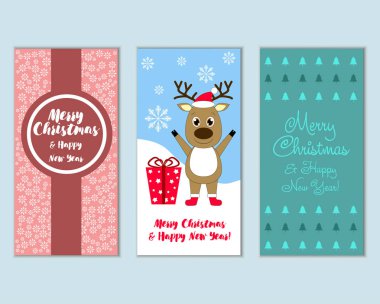 mutlu Noeller ve mutlu yeni yıl tebrik kartları vektör çizim