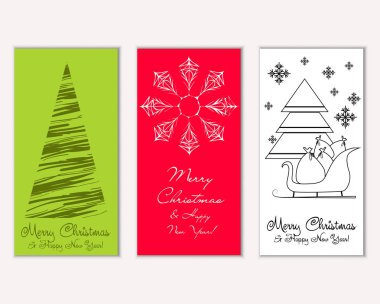 Mutlu Noeller ve mutlu yeni yıl tebrik kartları. Vektör çizim     