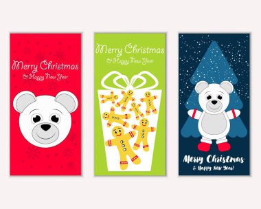 Renkli Noel kartları ile yeni yıl süslemeleri, illüstrasyon vektör