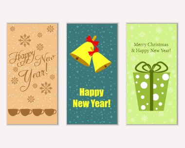 vektör çizim kış tatil tebrik kartları