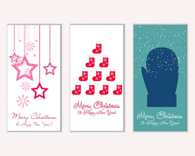 vektör çizim kış tatil tebrik kartları