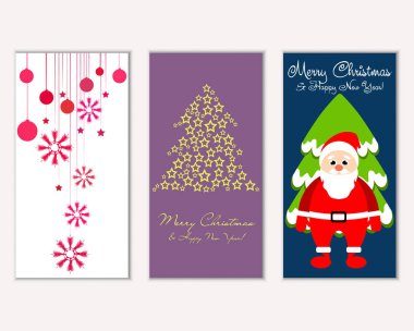mutlu Noeller ve mutlu yeni yıl tebrik kartları vektör çizim