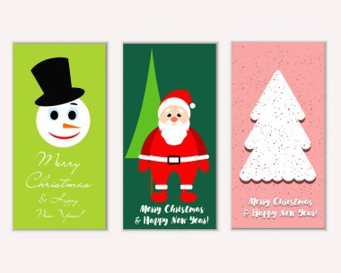 mutlu Noeller ve mutlu yeni yıl tebrik kartları vektör çizim       