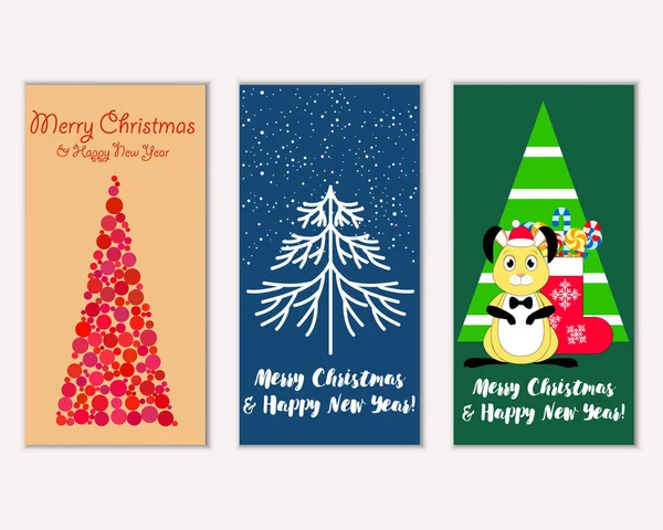 mutlu Noeller ve mutlu yeni yıl tebrik kartları vektör çizim