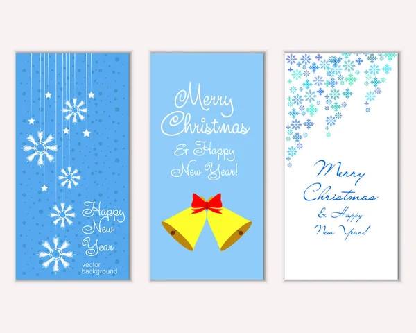 Tarjetas Navidad Coloridas Con Decoraciones Año Nuevo Ilustración Vectorial — Vector de stock